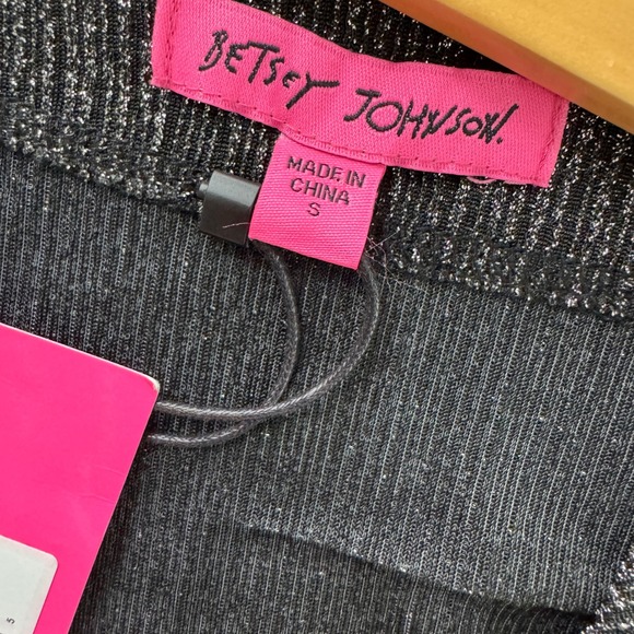 Betsey Johnson Black Metallic Ruched V-Neck Mini Dress S NEW Glam Disco Party - Picture 3 of 7